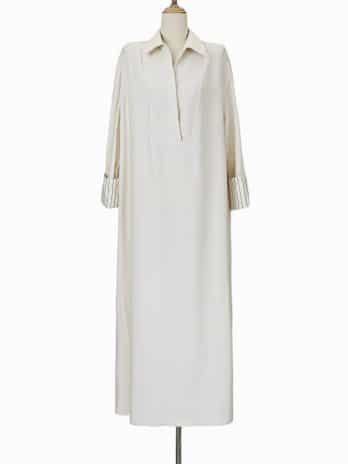 Robe col chemise et manches rayé