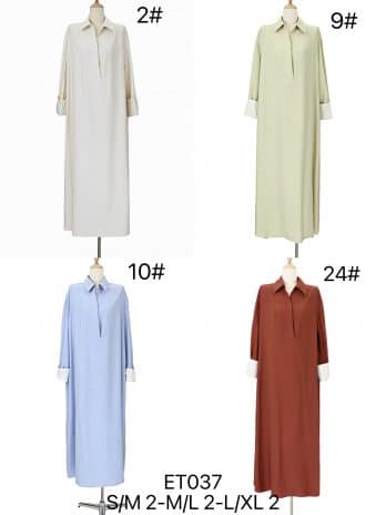 Robe col chemise et manches rayé