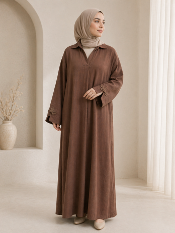 Robe en lin manches boutons chinois