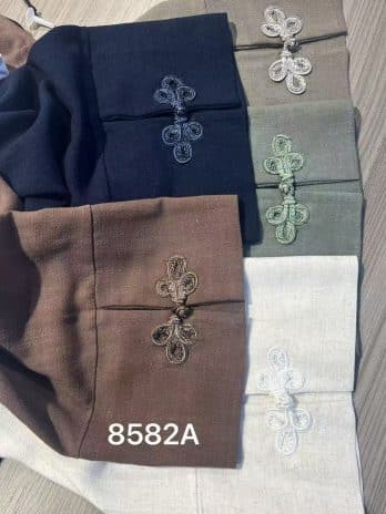 Robe en lin manches boutons chinois