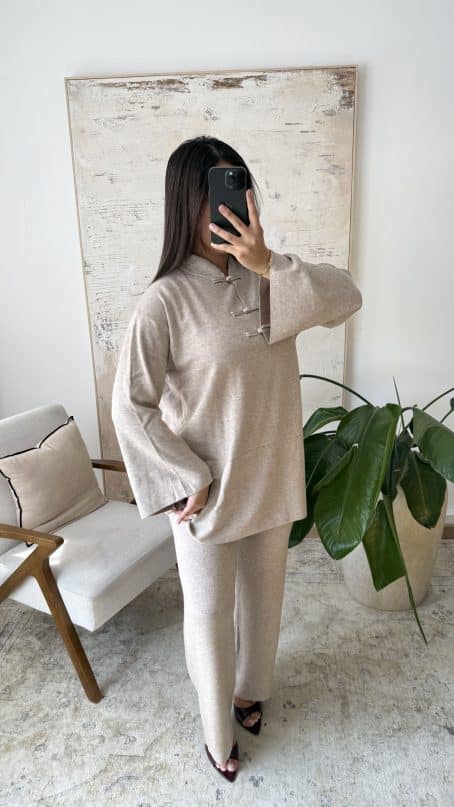Ensemble en laine avec boutons Japonais