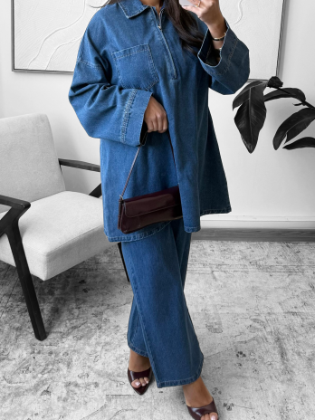 Ensemble en jean brut avec zip