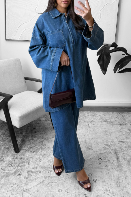 Ensemble en jean brut avec zip