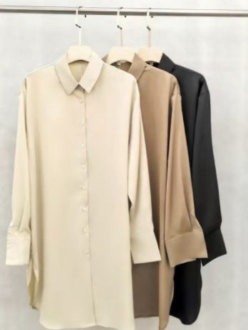 Chemise longue en soie