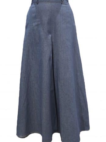 1- Jupe longue évasé en jean brut foncé
