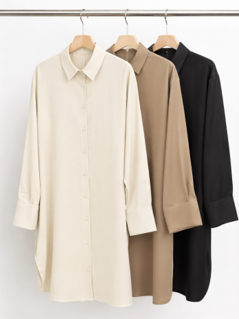 Chemise longue en soie