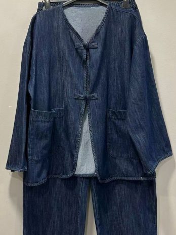 Ensemble en jean boutons chinois