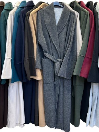 Manteau long à nouer en feutrine