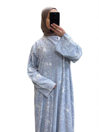Kimono lin brodé et robe sans manches