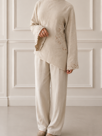 Ensemble brodée haut à nouer et pantalon