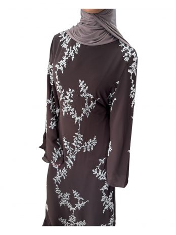 Robe brodée en Mousseline de soie doublé