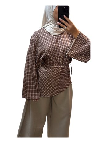 Blouse à carreaux mi longue