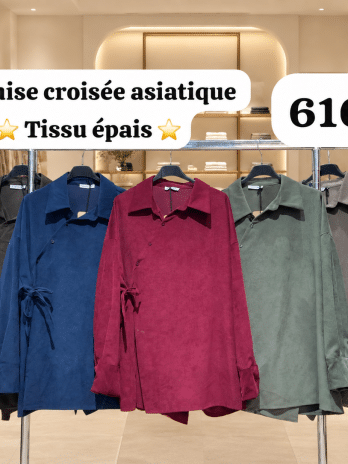 Chemise à nouer japonaise en velours cotelé